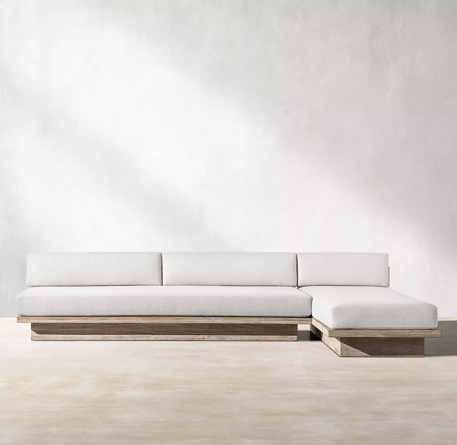 2024 comfortable customized outdoor furniture wooden sofa set weathered teak