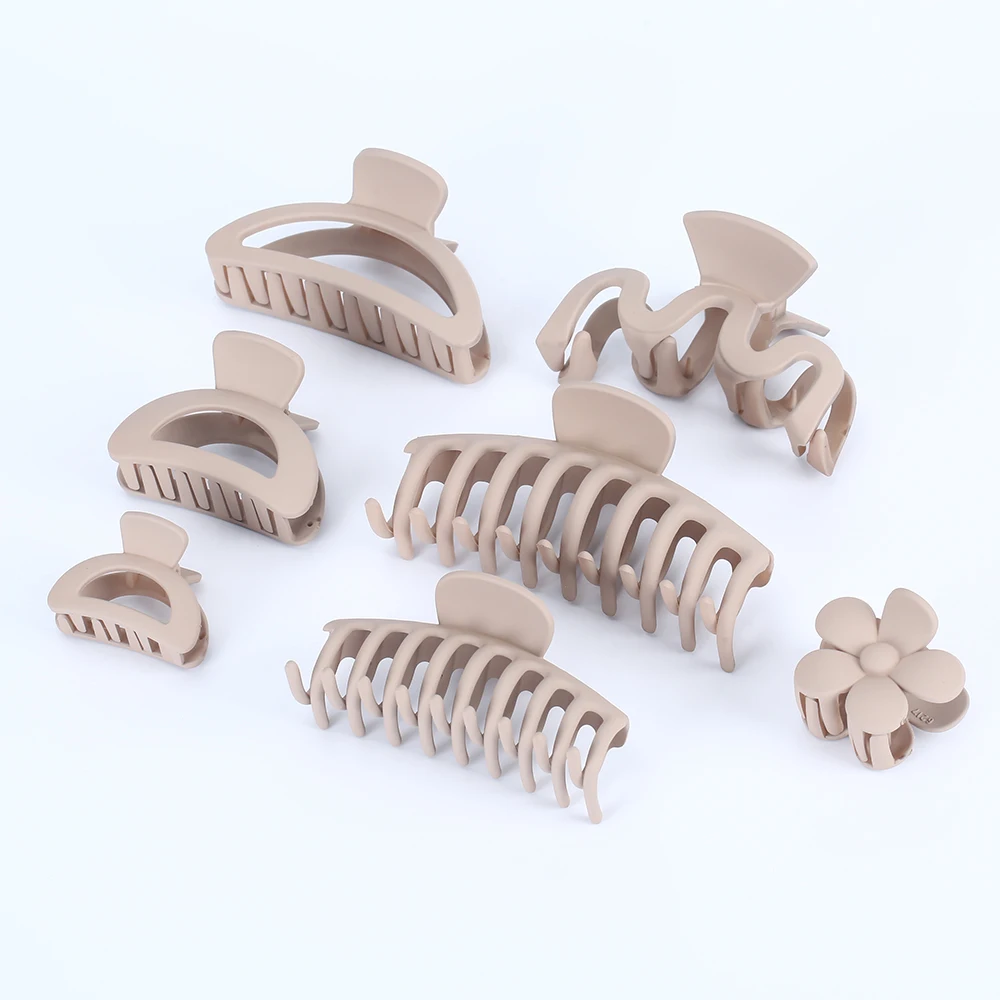 Milk Tea Color Big Hair Claw Clips for Women Large Claw Clip for Thin Thick Curly Hair Hold Nonslip Matte Hair Clips