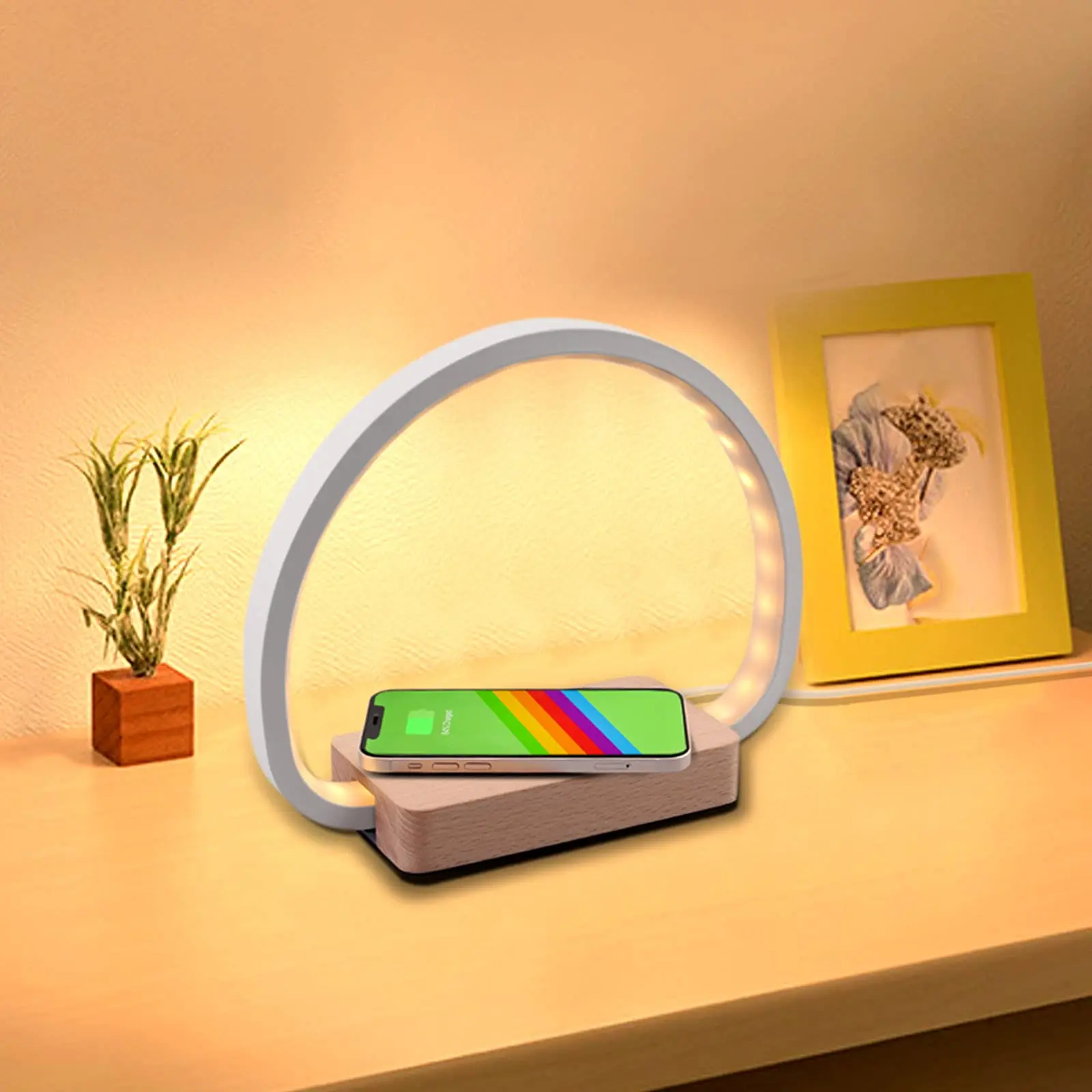 Kiss Fashion Table Lamp Colorlam Bedside Lamp with Wireless Charger & USB Port Charging Touch Control Desk Lamp