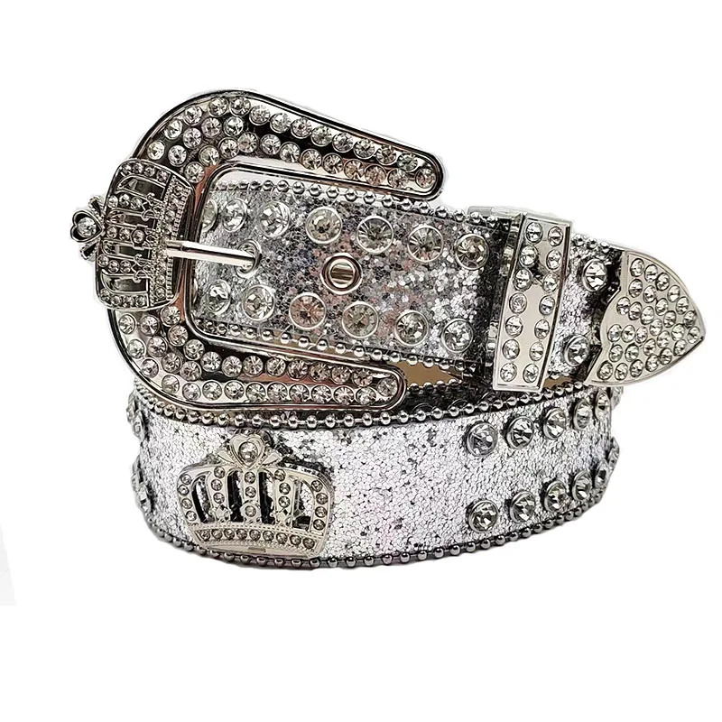 New rhinestone belt  with Royal crown buckle  for Jeans Pants