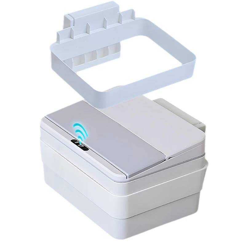 Battery Powered Automatic Mini Trash Can with Lid for Office Desks and Vehicles Trash Can 4L/6L Smart Desktop Sensor