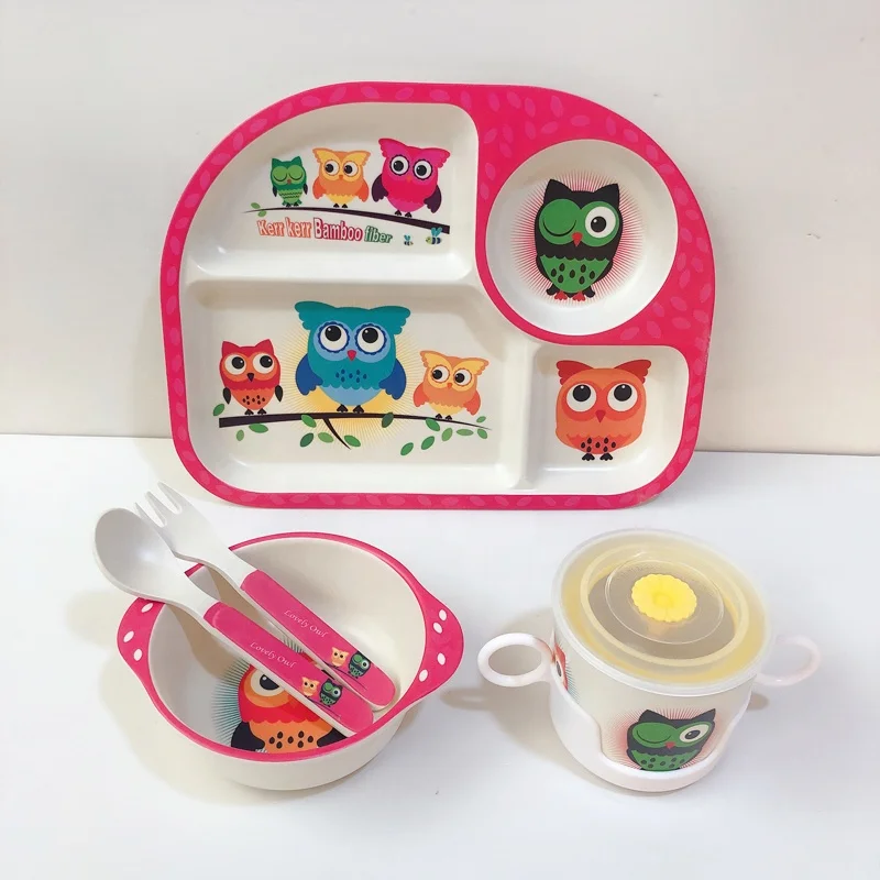 Cheap items and ecofriendly bamboo fiber kids plate sets
