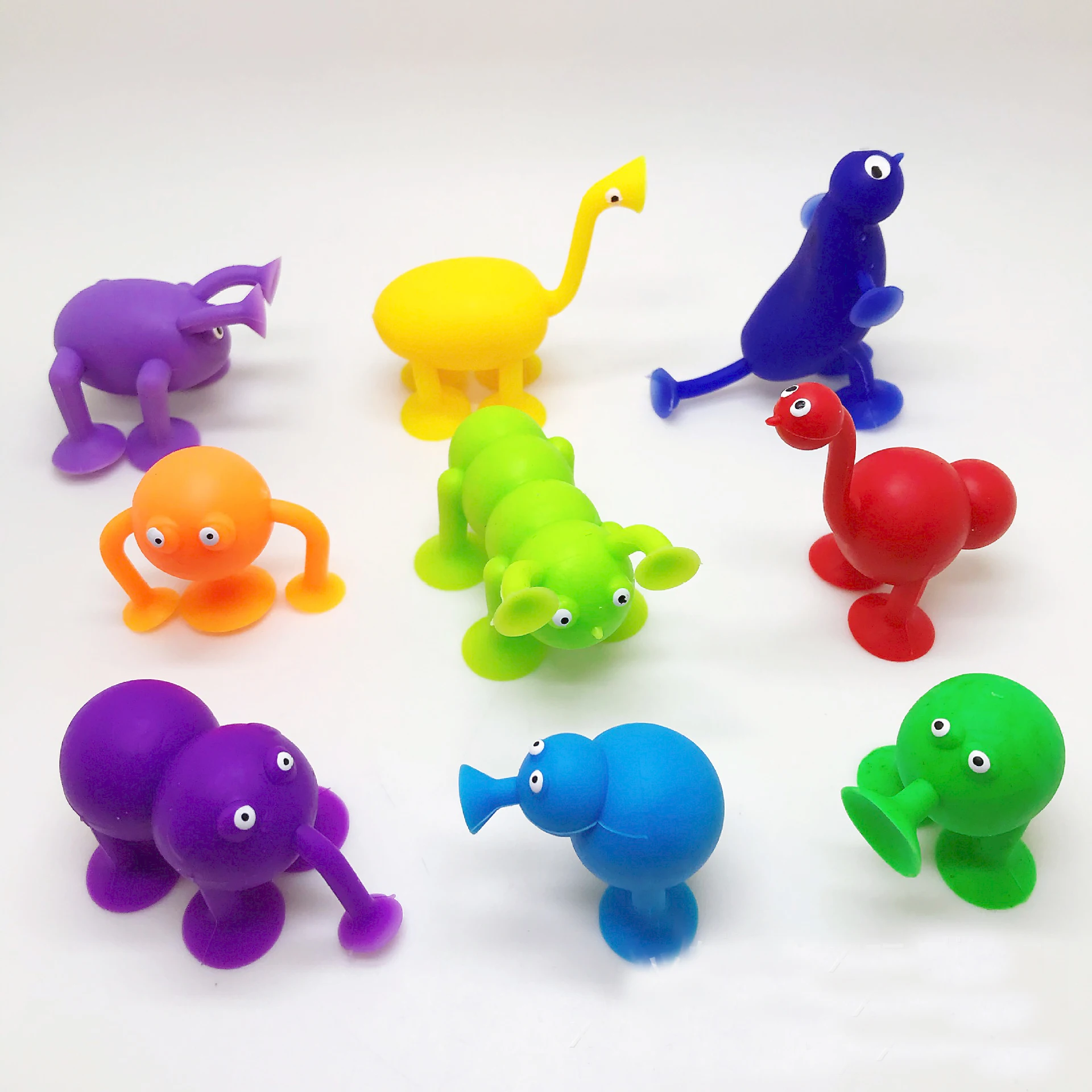 Mini Monster Capsule Model Cartoon Animal Rubber Sucker Suction Cups Desk Ornament for Kids Surprise Toy