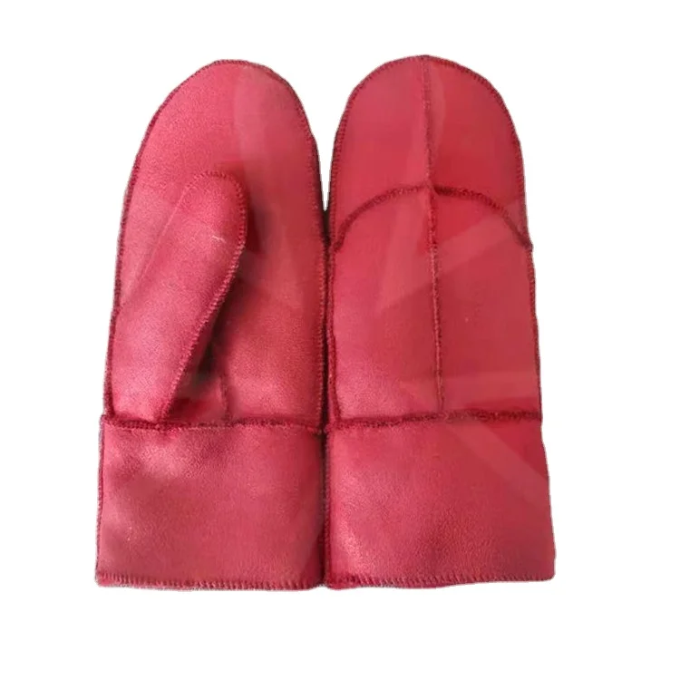 WRH Fashion Winter Gloves Sheepskin Leather Driving  Gloves Women