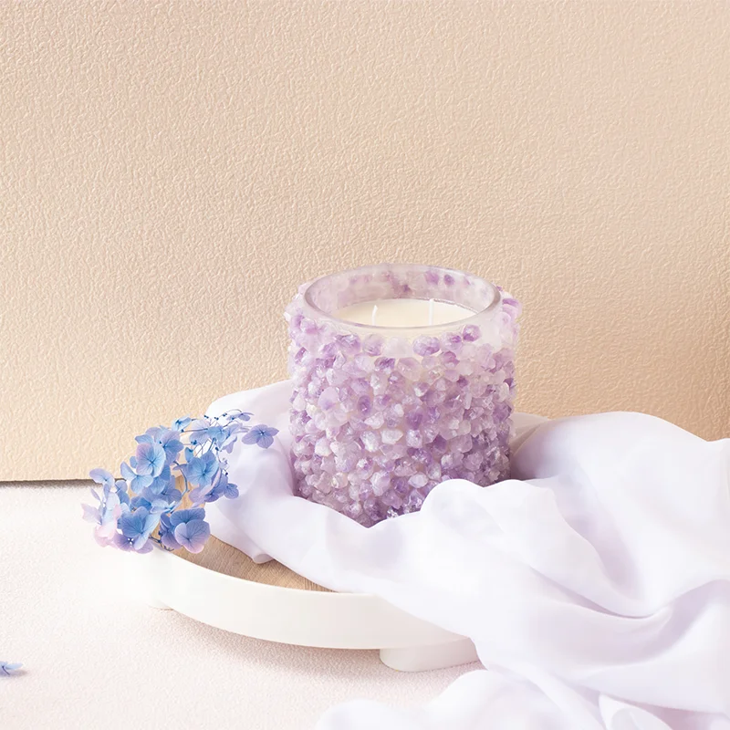 china wholesale crystal candles luxury home decor soy wax glass aromatherapy  jar crystals candle