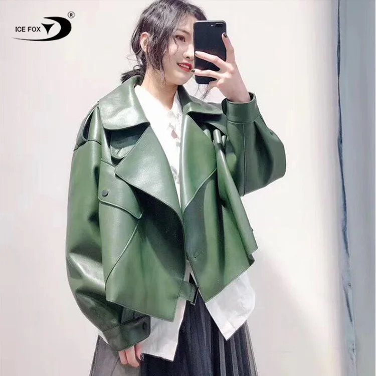 Female New Design Pink Leather Jacket Soft Leather Coat Slim Zipper Motorcycle Woman Sheepskin Jacket Genuine Leather jacket