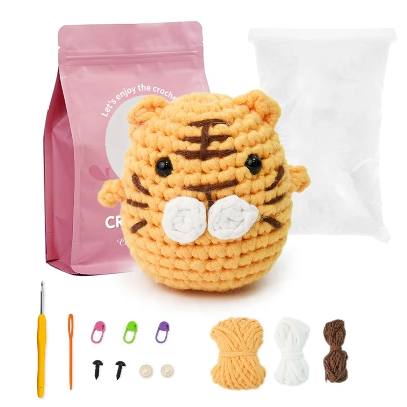 Kids Cotton Yarn Craft Art Starter Sewing Toys Material Para Tejer A Diy Animal Crochet Kit Crochet Beginners With Yarn