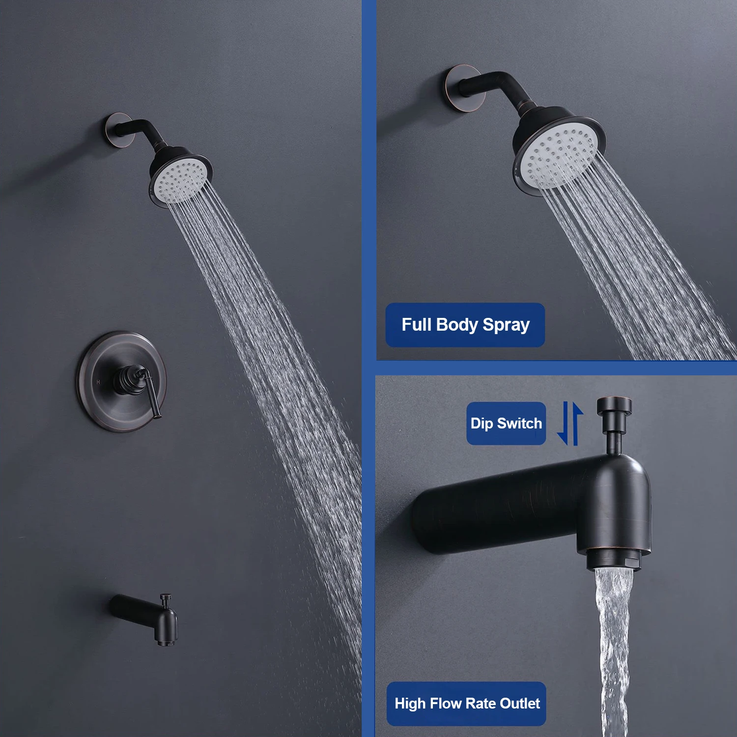 Gold Single-Handle Tub and Shower Trim Kit Valve Included with 4-Inch Rain Shower Head and Tub Spout