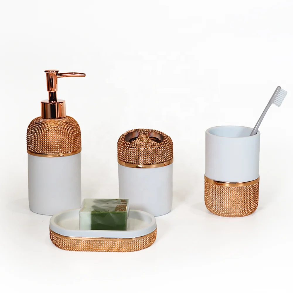 Factory Direct Sale Classical 4PCS Hotel Bath  Accessories  Plastic Bathroom Set