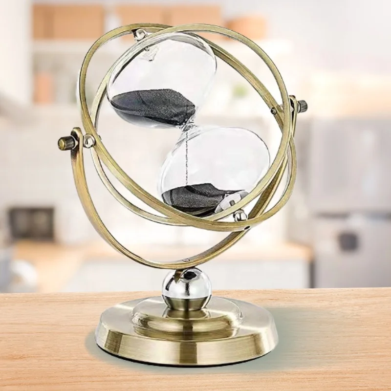 15 minutes metal rotary rack sand timer glass hourglass vintage desk home art decoration