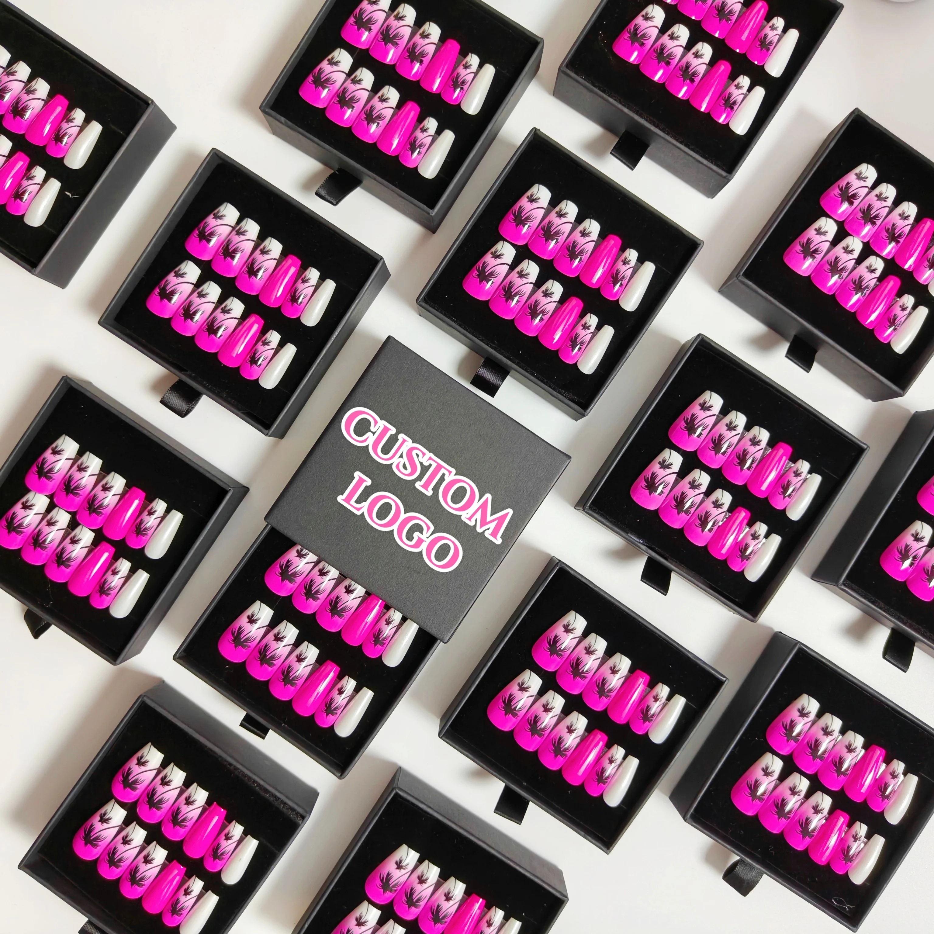 Luxury Designed False Nails Long Short Custom Logo With Box Press On Nails Artificial Nails With Glue For Woman