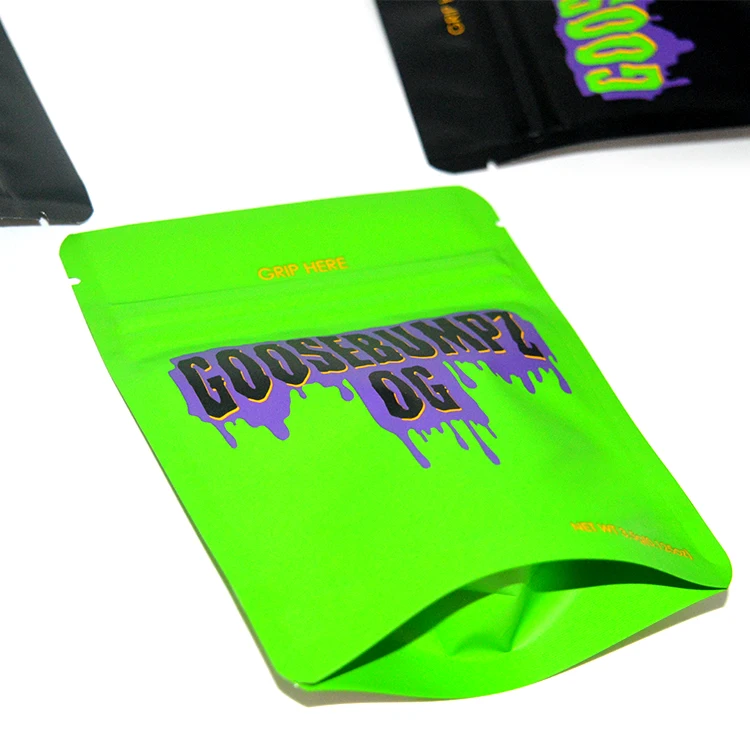 Custom Printed Logo Plastic Mylar Seed Smell Proof Edible Cali Packs 3.5g Packaging Bag With Zipper