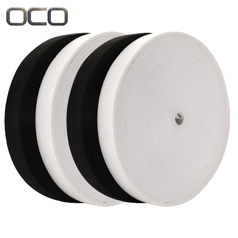 OCO Factory wholesale sewing elastic 3cm black and white flat elastic bungee cord knitted Webbing elastic for garments