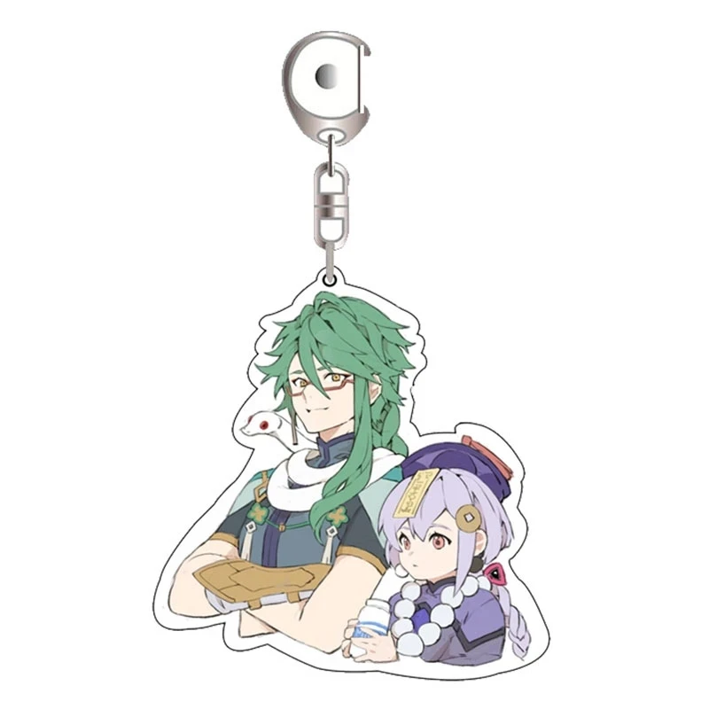 Genshin Impact Game Figures Baizhu Qiqi Keychain Acrylic Characters Pendant Keyring Cospaly Collection KeyChain Jewelry Fan Gift