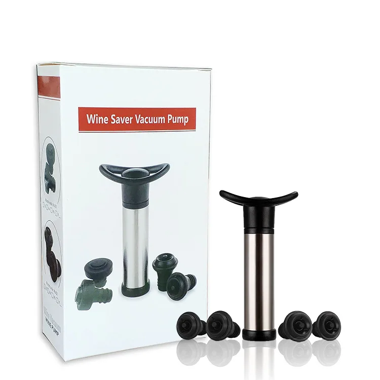 
Amazon Hot Selling Factory Direct Custom Logo Wine Saver Pump with Vacuum Bottle Stoppers, Stainless Steel Silicone Pump and Wi 
