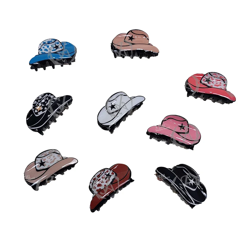Girl Cowboy Acrylic Hat Boot Hair Clip