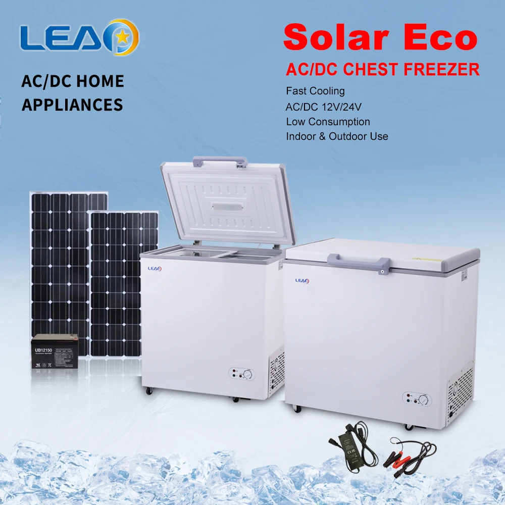 Solar Deep Freezer Standard Style 12V 24V DC Compressor Solar Chest Freezer with Interior Led Light