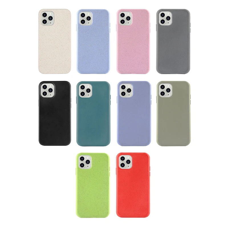 2022 Eco Friendly Organic Wheat Straw Tpu Fiber Hybrid Biodegradable Phone Case For Iphone X Xs 11 12 13 Pro Max Mobile Cover