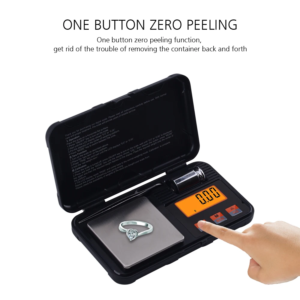 200g 0.01g Digital Pocket Scale Jewelry Gold Gram Scale with Weight 100g