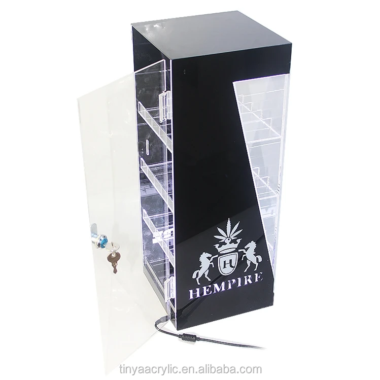 custom Free Design Door-type LED Cigarette Tobacco Display Cabinet With Pushers