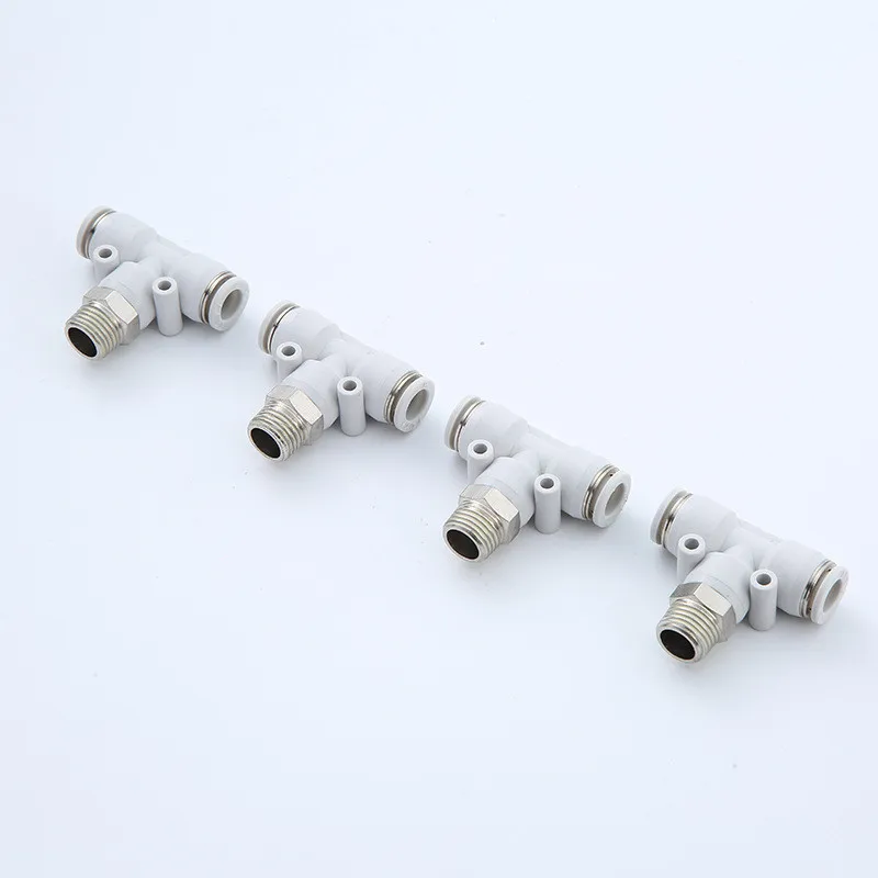 portable pneumatic fittings air quick connect pipe fittings one touch elbow TEE brass nickel-plated push in air quick fitting