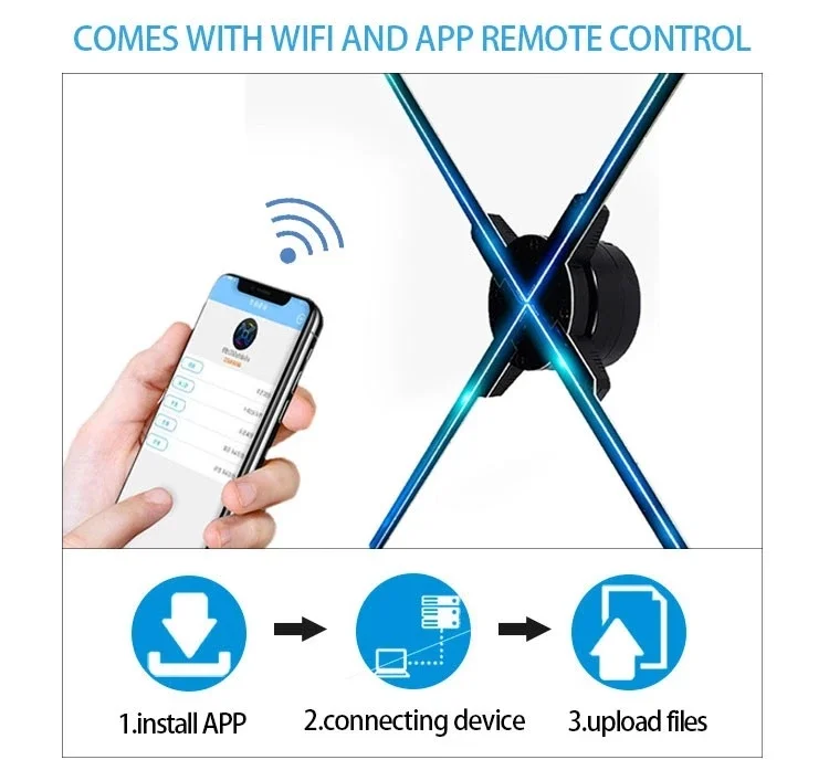 Сращивание 1080P HD 56 см светодиодный голографический вентилятор Wi-Fi Android 3d дисплей рекламный голограмма проектор машина