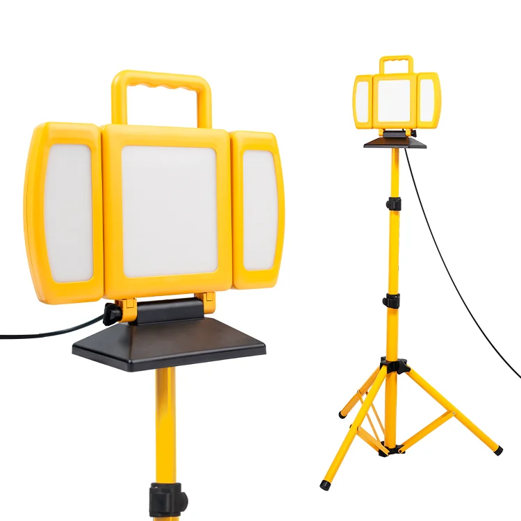 Multi-scene use portable outdoor waterproof ABE 40W LED work light with adjustable telescopic tripod swivel double head