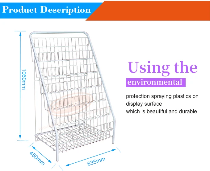 Multifunctional Stepped shape magazine holder stand Multi-layer Steel Bookshelf display rack