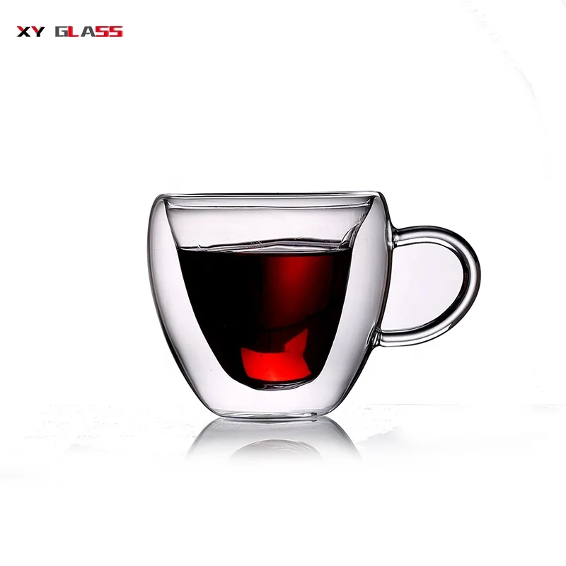 Hand blown lovely heart round thermo free handmade thermal glass coffee cup