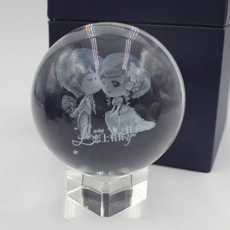 etched 50mm 80mm 100 mm k9 engraved laser crystal 3d ball for crystal gift