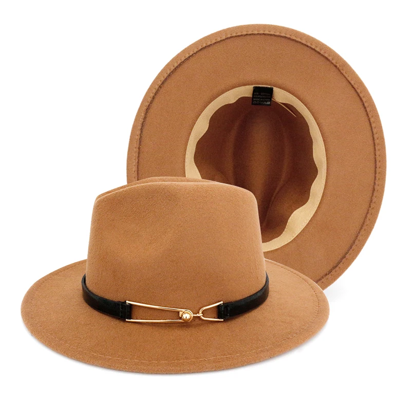 
HA2105010 Fedora hats women wholesale 2021 new designer wide brim fedora hats with strap belt 