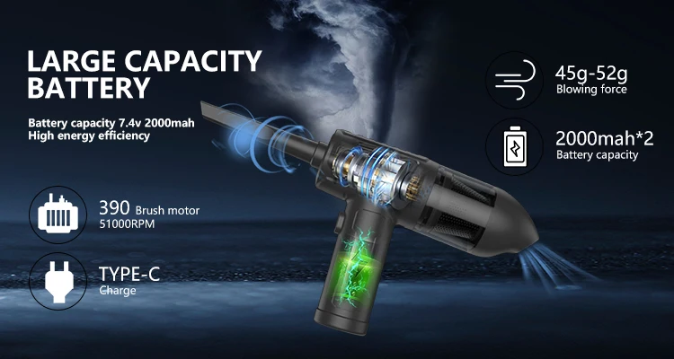 New Arrival Replacement Cordless Car Cleaning 2 in 1 Air Duster Blower Vacuum Cleaner For Computer Keyboard