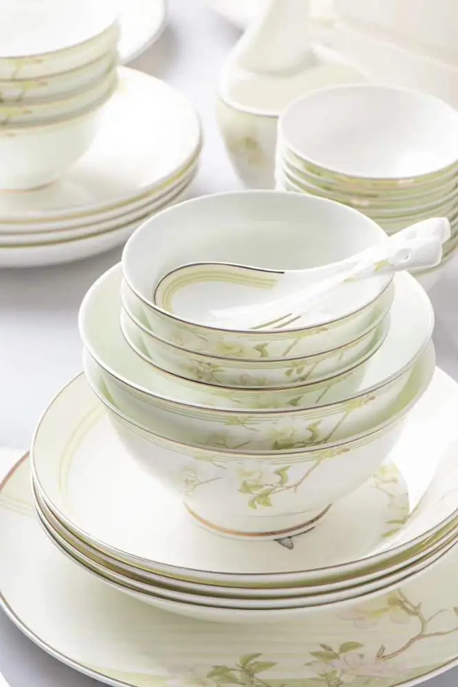 New design high quality unique style Ceramic bone china decal 50PCS Dinnerware+Sets for 4 people-wang9