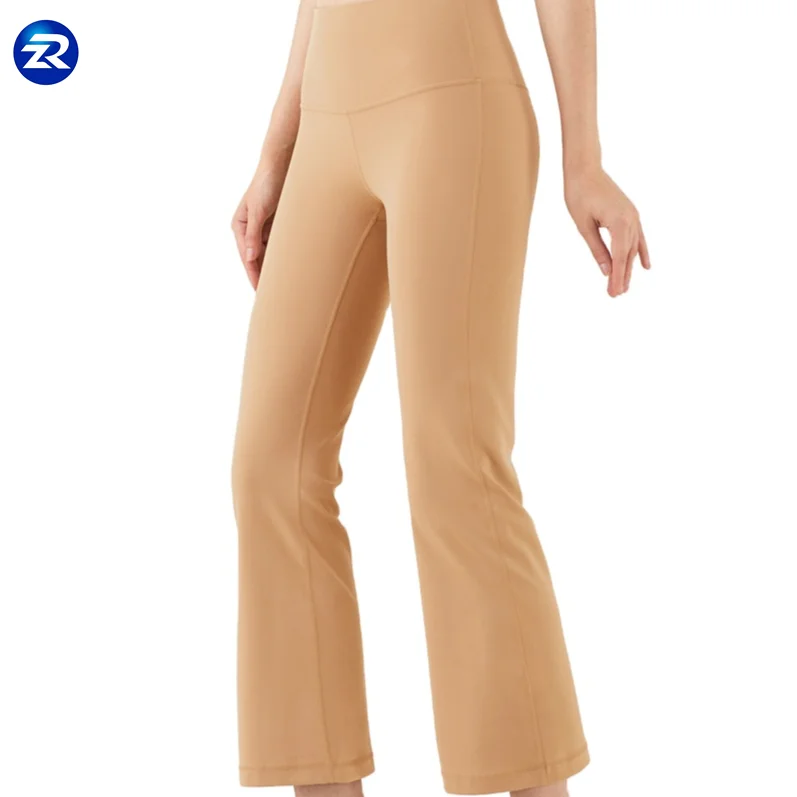 Fashion breathable flared support nude sports high waist hip lifting fitness yoga pants