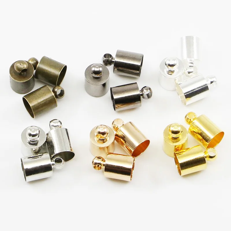 Metal Brass Cord End Barrel Beads End Brass for Leather Cord Tassels Jewelry Making  Rose Gold Nickel Black Shiny Gold