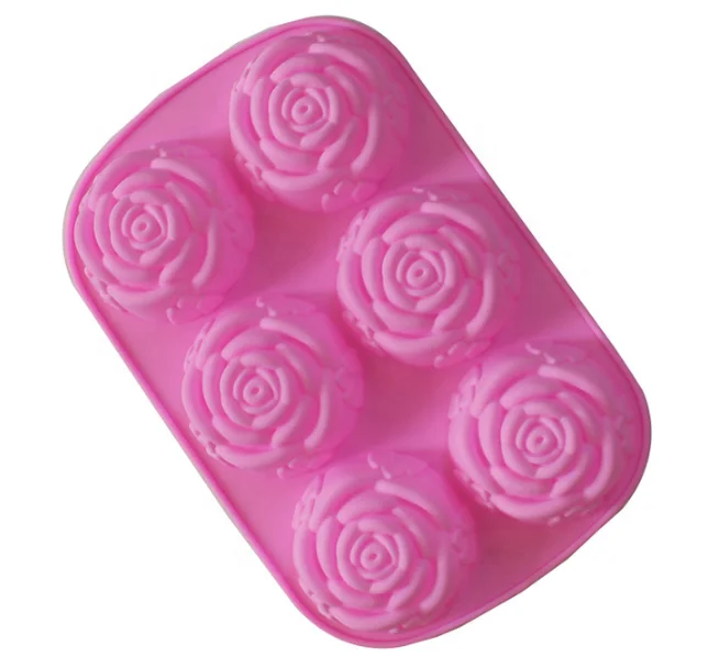 Rose design shape Baking cartoon rice cake cake chocolate soap jelly silicone mold 6