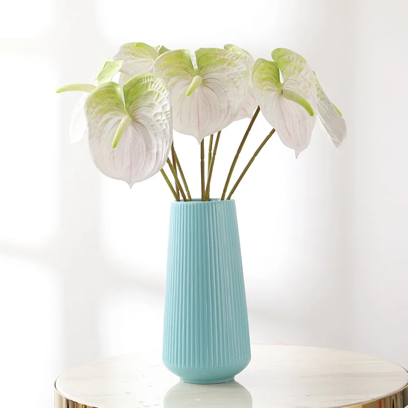 Factory Directly Sale Hand Feel Eva Single Stem Pink Small Plant 3d Print Pu Large Anthurium Artificial Flower Plant Pot