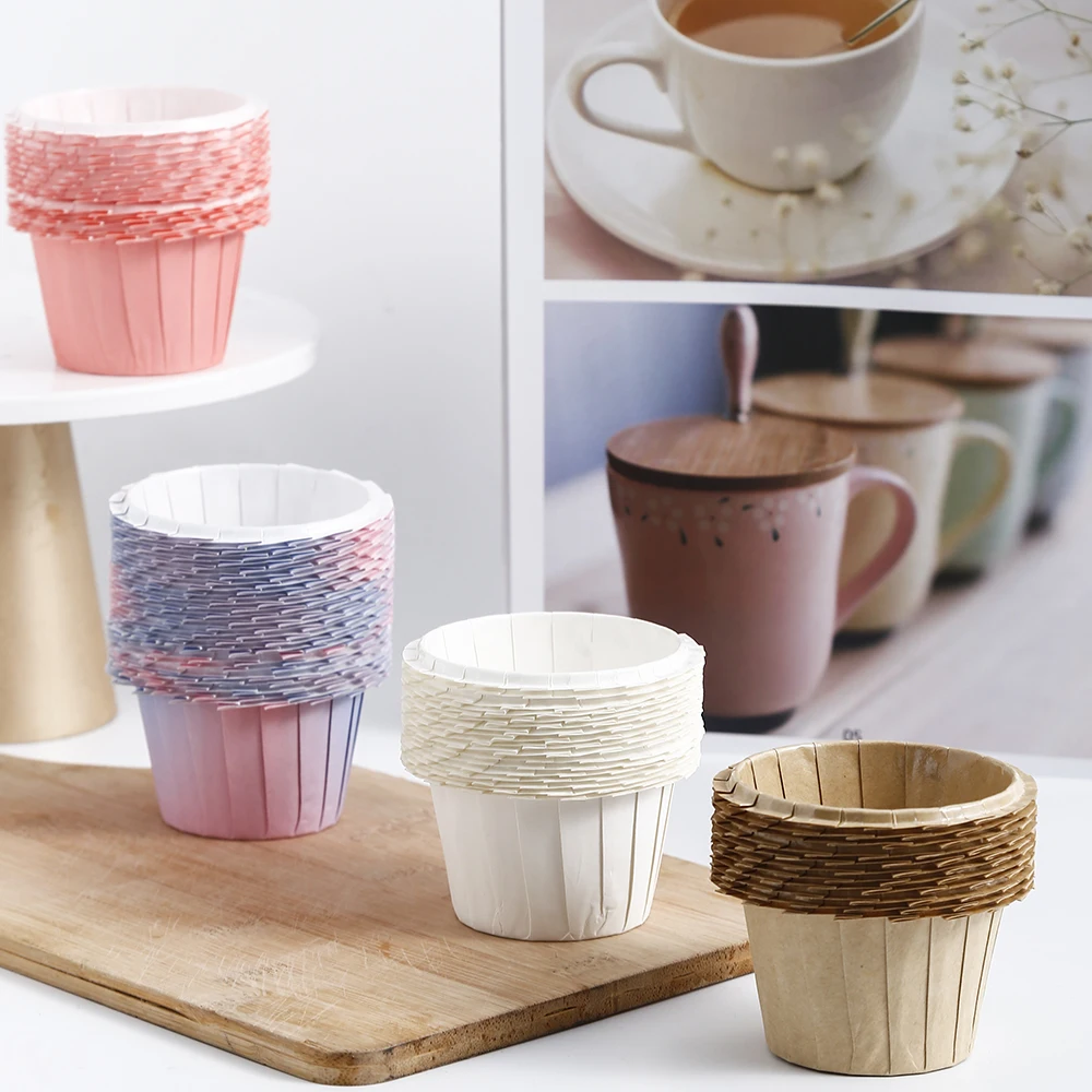 Wholesale muffin wrapper cupcake liners paper cake baking cup with transparent cupcake boxes and high dessert