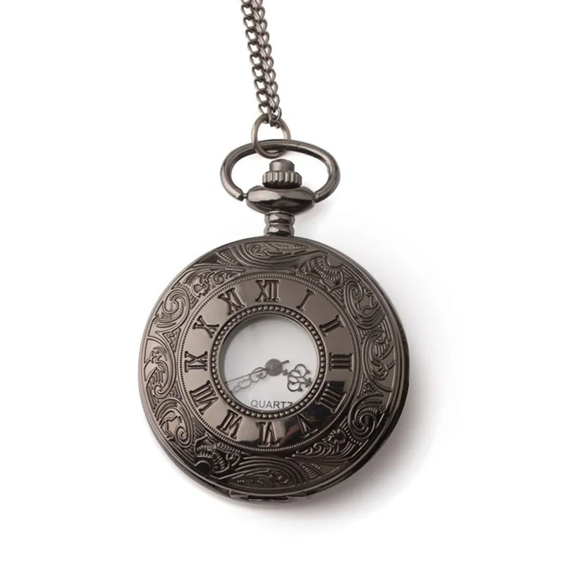 Antique Roman Style Double Hunter Skeleton Steampunk Mechanical Pocket Watch