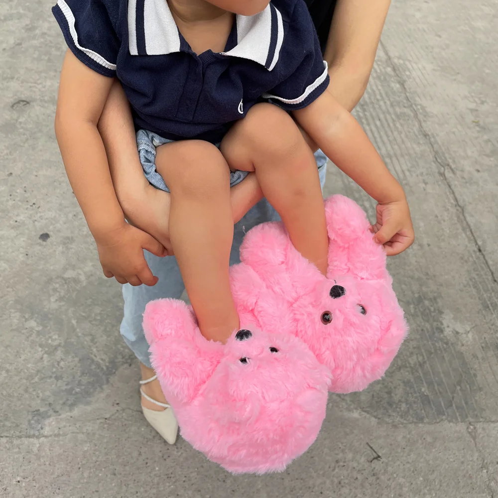 Dropshipping suppliers for Kids Plush Infant Slipper Animal Teddy Bear Slippers Kid Toddler Baby