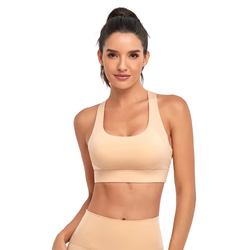 New Custom Design Running Gym Women Yoga Active Wear Sports Bra Workout Cross Strap Crop Tops Padded Elastic Fitness Yoga Bra