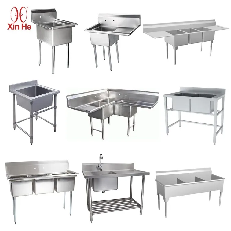 Customized Restaurant Hotel Supplies Utility Industrial Stainless Steel Compartment Sink Kitchen Commercial Sink