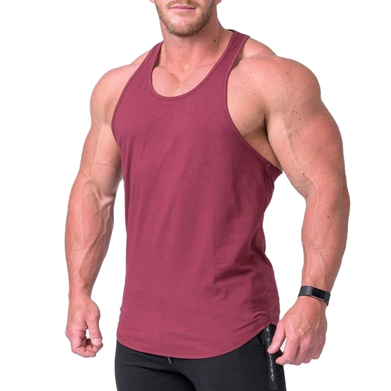 OEM custom mens tank top gym loose fit muscle cut stringer tank tops wholesale