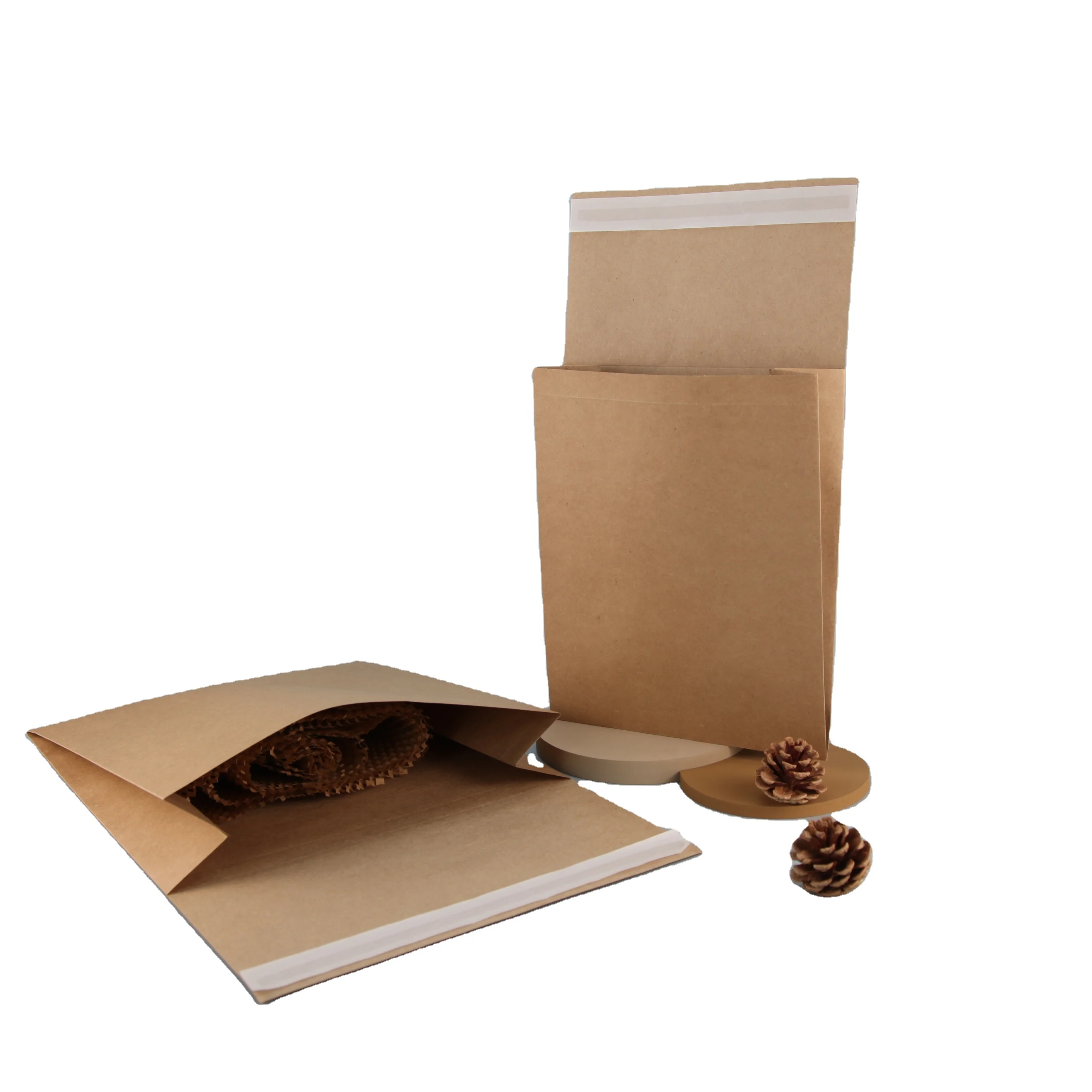 High Quality V-bottom Shape Paper Mailer Custom Printing Kraft Paper Clothes Packaging Bag Eco-friendly Brown Paper Mailer