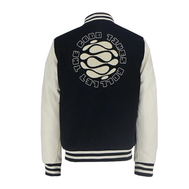 Custom Logo Mens Embroidered Letterman Jacket Quilted Padded Varsity Jacket With PU Leather Sleeve Baseball Jacket Coat for Man