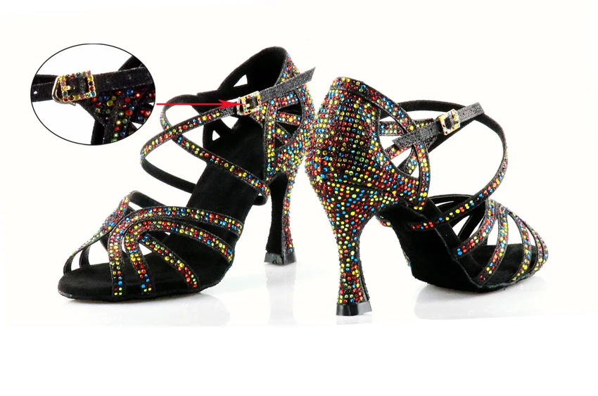 Hot sales Ballroom shoes Party Open Toe high heels glitter cloth latin dance shoes