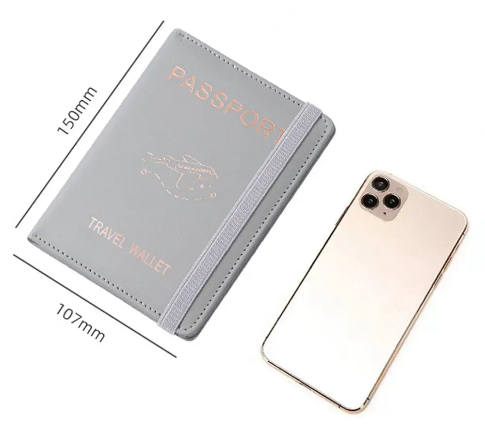 Wholesale pu leather RFID Blocking Credit Card and Passport Protector travel passport holder wallet