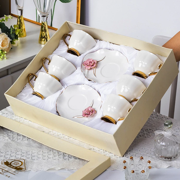 European 6 sets cup saucer tea and coffee cup sets gift box