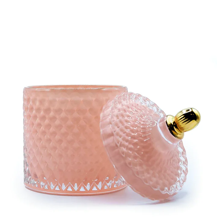 Large capacity customized luxury empty castle style geo cut glass candle jar