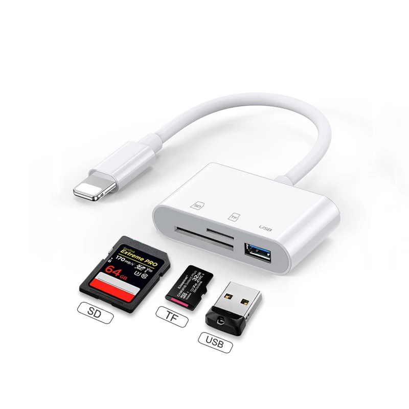 3 in 1 Card Reader for Tablet iPad 4 Mini IOS 11 Micro SD SD MMC TF Card Reader USB OTG Cable Adapter Camera Connection